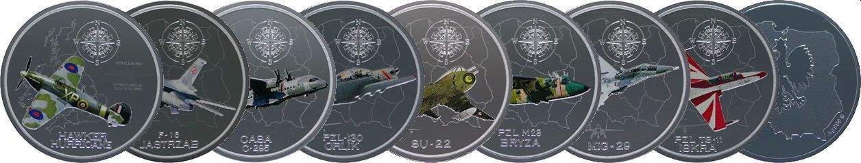 Celá kolekce medailí „Asy Polskich Przestworzy“ (4)